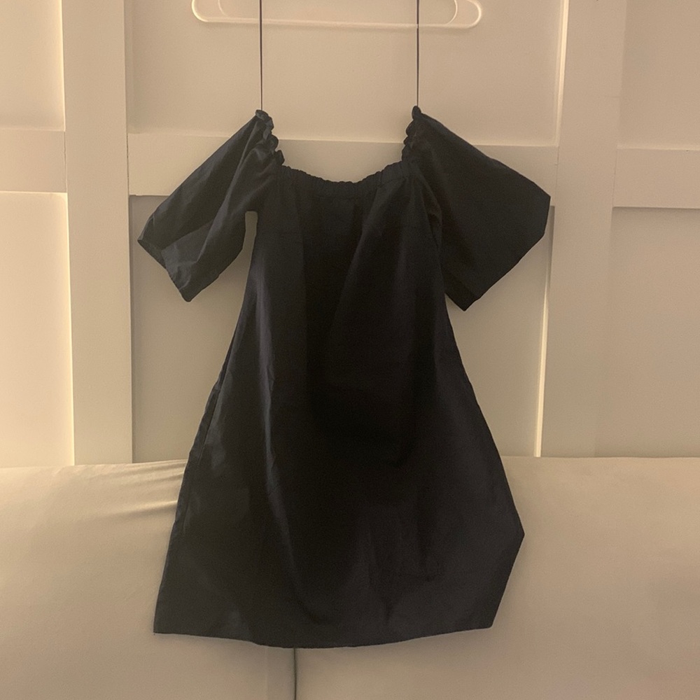 Zara collection off shoulder navy dress